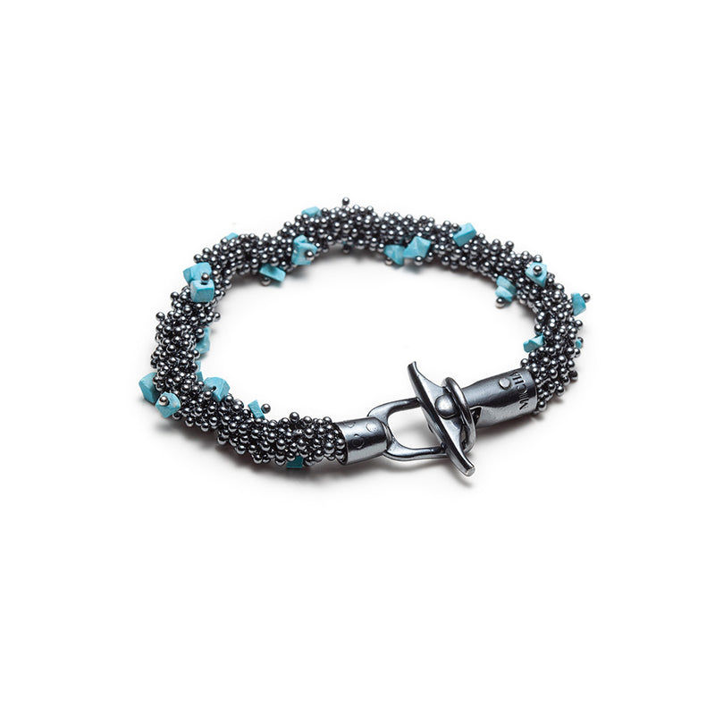Large Oxidized ShikShok Bracelet with Turquoise
